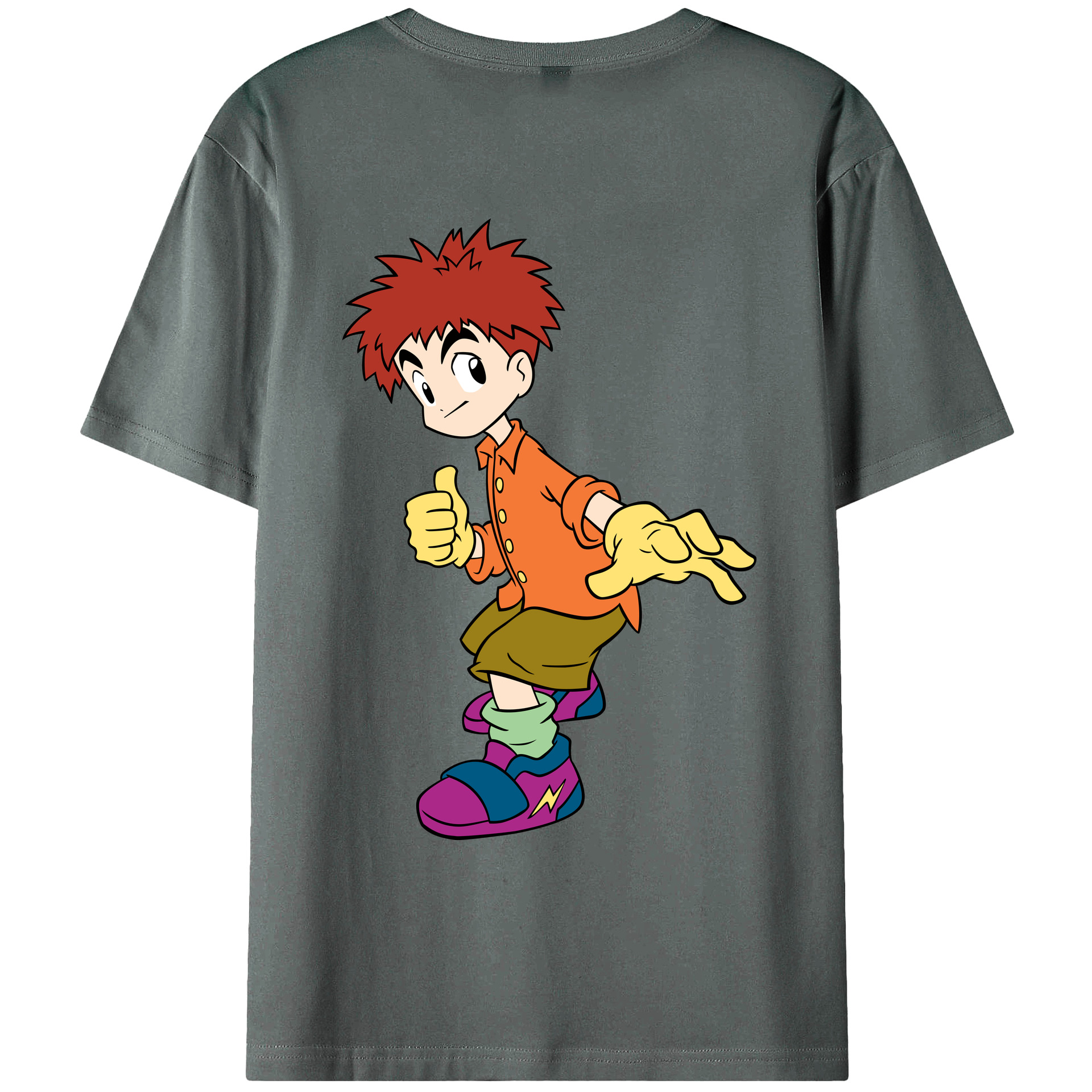 （画像用） Digimon デジタルモンスター/デジモン 綿100％ メンズ半袖Tシャツ（バックプリント） 通気性
